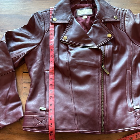 Michael kors dark red leather jacket - Picture 6 of 10